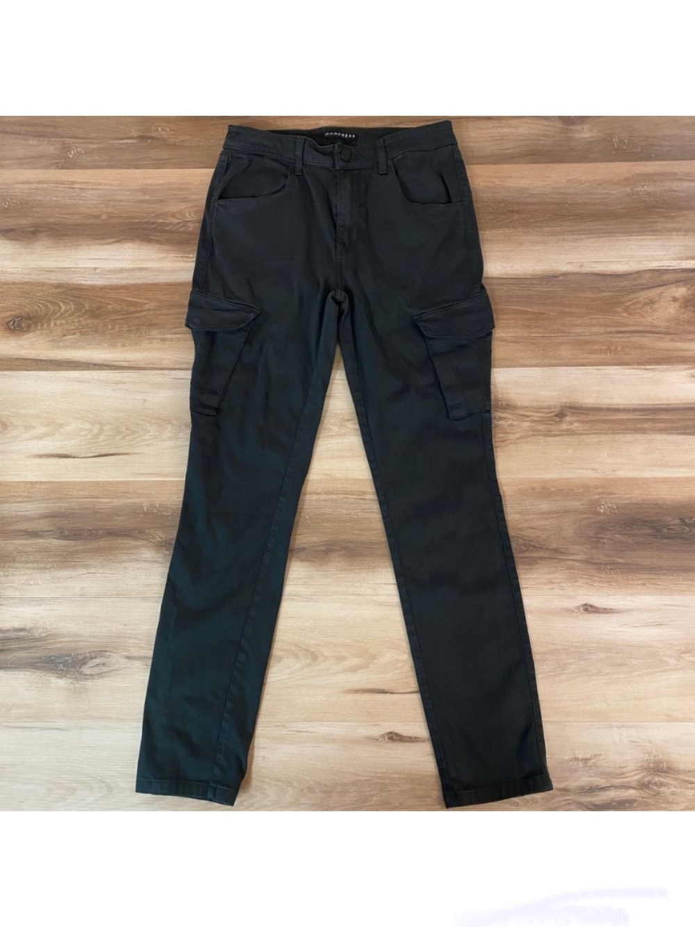 Men's Monfrere Black Cargo Pants - Slim Fit Utility Trousers